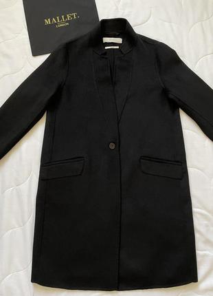 Чорне вовняне пальто zara handmade2 фото