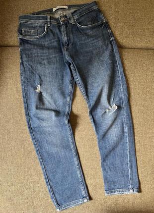 Мужские синие укороченные джинсы premium denim zara1 фото