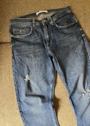 Мужские синие укороченные джинсы premium denim zara2 фото