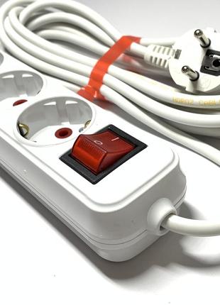 Удлинитель 3 гнезда 5 м с заземлением и выключателем horoz electric
