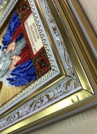 Икона вышитая бисером в багете святой преподобный макарий великий1 фото