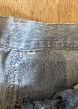 Юбка миди, джинсовая, на кокетке, с воланом4 фото