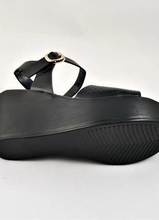 Женские сандалии босоножки на танкетке платформа черные летние (размеры: 38,39,40) - 155 фото