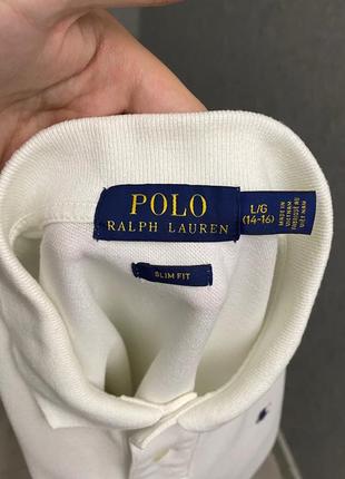 Біла футболка поло від бренда polo ralph lauren5 фото