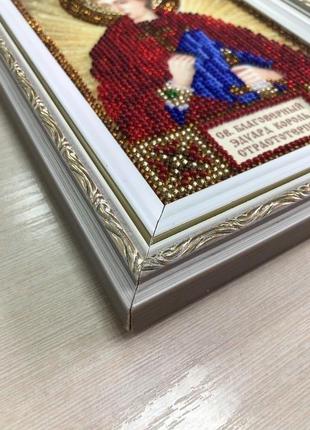 Икона вышитая бисером в багете святой благоверный эдуард король - страстотерпец2 фото