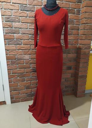 Довга вечірня сукня hand made, красное вечернее платте большого размера "в пол"