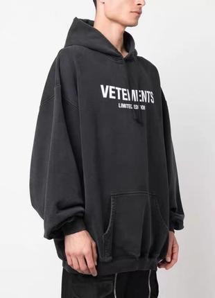 ❗️новинка❗️ новая унисекс худи vetements logo limited edition grey hoodie