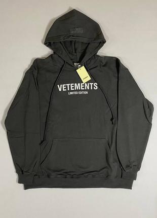 ❗️новинка❗️ нова унісекс худі vetements logo limited edition grey hoodie2 фото