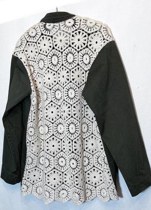 Nana, куртка из хлопка, ветровка в стиле милитари с ажурной спиной, made in italy.5 фото