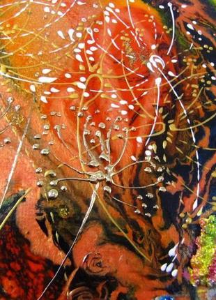 Картина підводний світ. полотно, вітражні фарби, змішана техніка2 фото