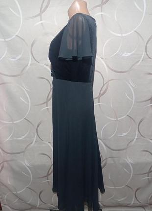 Нарядное длинное платье в романтично-готическом стиле черного цвета,велюр и шифон, трендово декорированное цветами4 фото