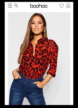 Красная шифоновая блуза леопард1 фото
