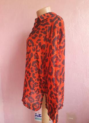 Червона шифонова блуза леопард6 фото