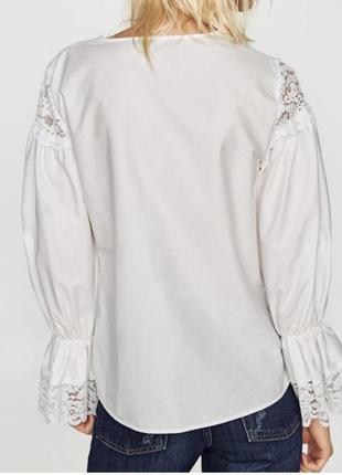 Блузка з кружевними рукавами zara basic8 фото