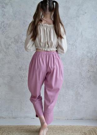 Пишні брюки з льону в стилі бохо3 фото