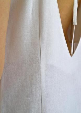 Белый сарафан с открытой спинкой из натурального льна7 фото
