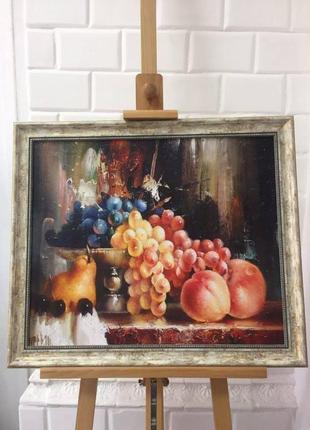 Репродукция  на холсте «натюрморт с персиками» художника вадима кучера-куцана. lux.2 фото