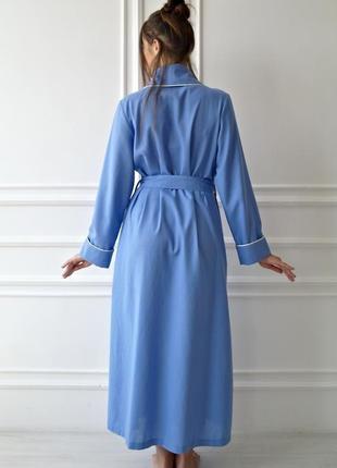 Жіночій халат з натурального льону з кантом3 фото