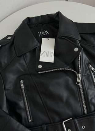 Косуха zara, шкіряна куртка zara, кожанка zara, куртка zara, байкерска куртка zara, кожана куртка zara6 фото