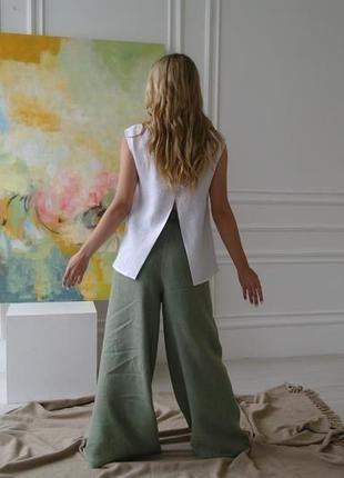 Женская блуза из 100% льна, топ со шлицем и спинкой cross back4 фото