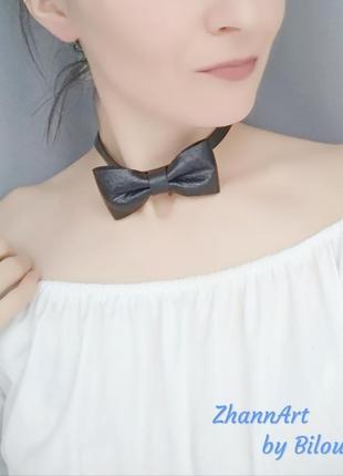 Кожаный (бархатный) чокер бабочка ′bow′