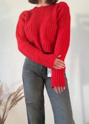 Шикарный свитер красный zara5 фото
