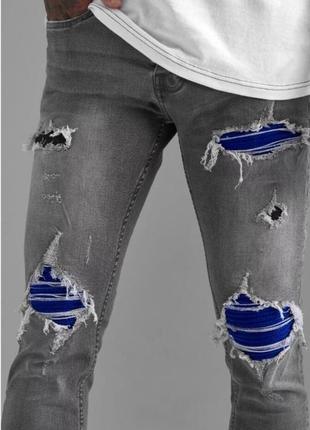 Мужские джинсы с латками boohoo3 фото