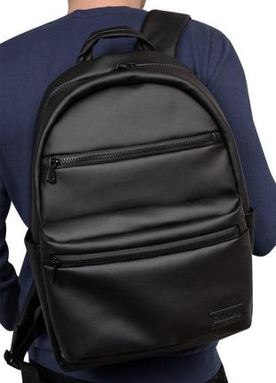 Мужской черный вместительную рюкзак, экокожа1 фото