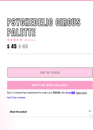 Палитра теней jeffree star cosmetics psychedelic circus (оригинал, б/у)7 фото