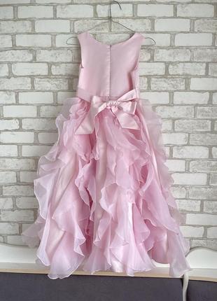 Праздничное шифоновое платье на девочку 7 - 10 лет нежно розовое2 фото