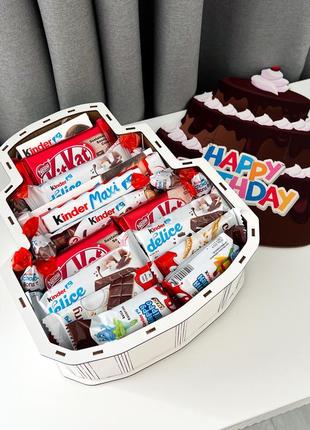 Подарунковий бокс "happy birthday" у вигляді тортика для діток на день народження3 фото