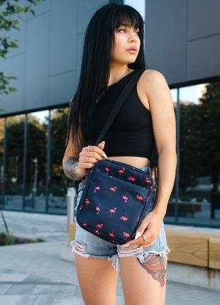 Женская сумка-мессенджер с принтом фламинго5 фото
