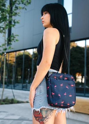 Жіноча сумка-месенджер з принтом фламінго3 фото