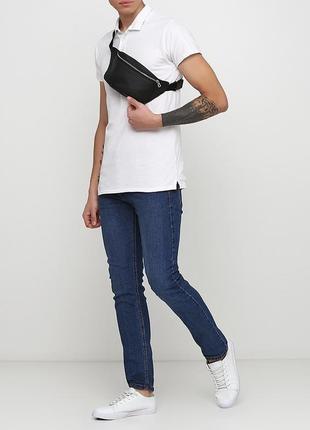 Женская черная бананка, сумка на пояс/плечо