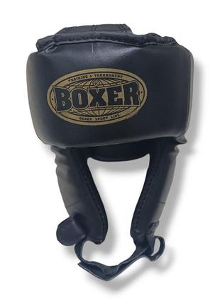 Шолом боксерський boxer еліт m шкірвініл чорний1 фото