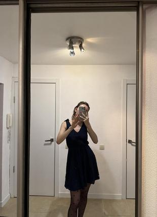 Платье кружевное синее1 фото