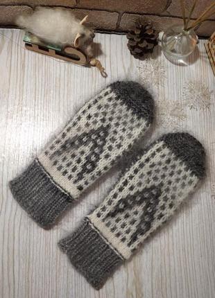 Пухнасті жакардові рукавиці2 фото