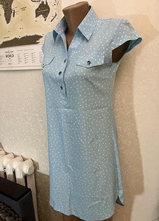 Голуба сукня-рубашка1 фото