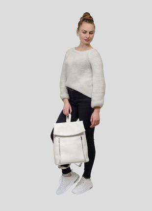 Женский белый рюкзак для ноутбука4 фото