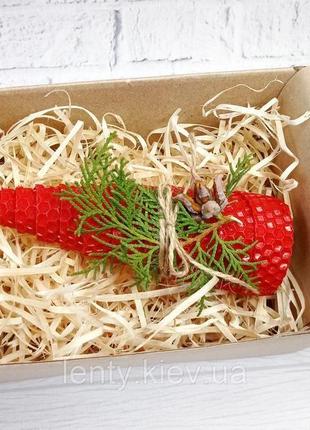 Новорічна свічка ялинка з вощини, новорічні подарунки ручної роботи7 фото
