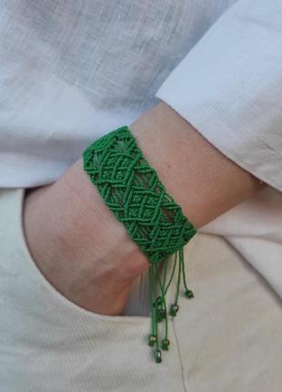 Макраме браслет "marzhana" (зеленый)2 фото