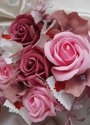 Букет з мильних квітів на день закоханих, подарунок на день народження3 фото
