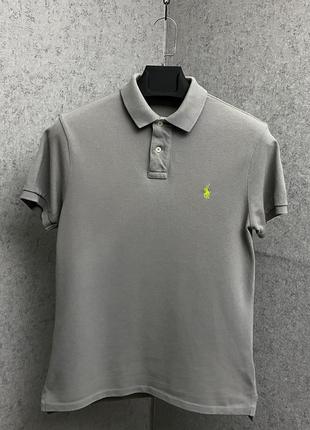 Сіра футболка поло від бренда polo ralph lauren