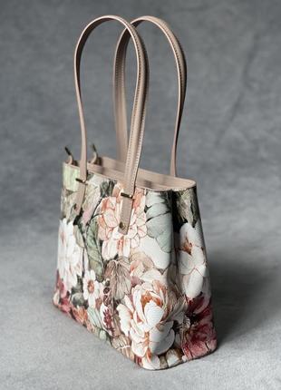 Шкіряна сумка з квітковим принтом, італія3 фото