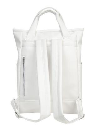 Женский белый рюкзак-шопер, экокожа4 фото