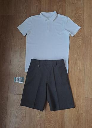 Летний набор для мальчика/шорты в школу/школьная форма/белое поло/белая тенниска