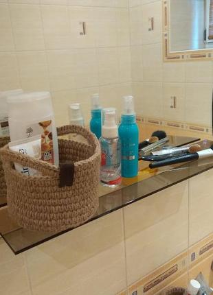 Корзинка из джута, ручная вязка