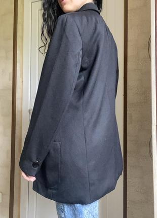 Пиджак черный оверсайз шерсть шерстяной3 фото