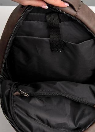 Чоловічий великий коричневий рюкзак з нубука, екошкіра8 фото