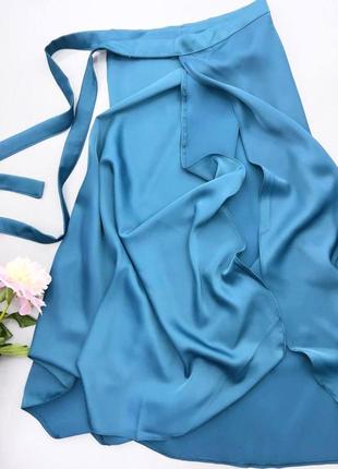 Шелковая юбка-миди на запах цвета в ассортименте1 фото